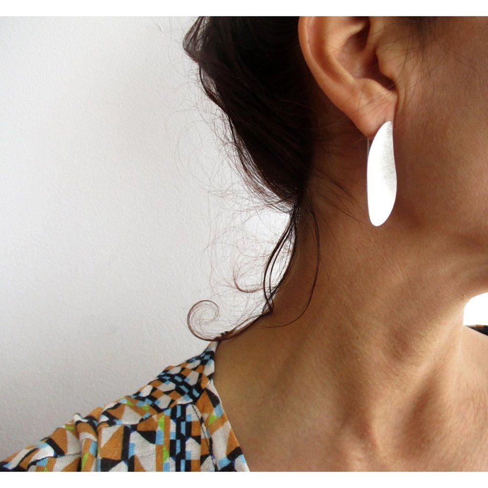 Handmade in SPAIN - Sterling Silver, Wave Drop Earrings